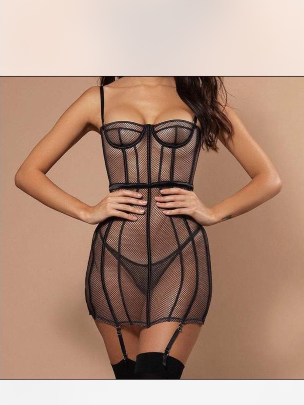 Meshki Black Mesh Corset Dress - Picture 2 of 3